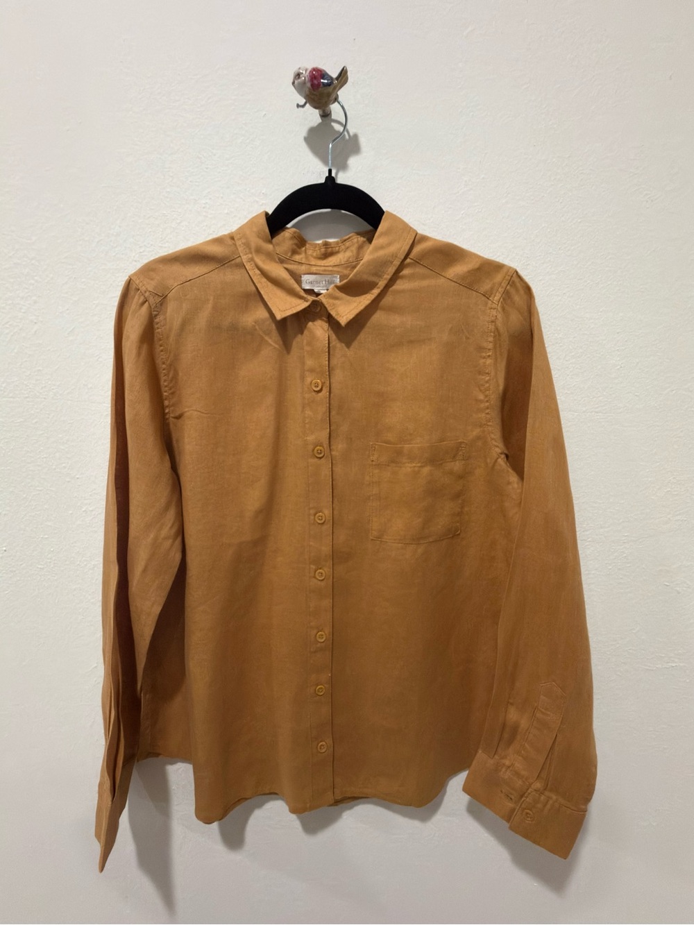 Garnet Hill Women's Button-Down Shirt in Mustard Brown